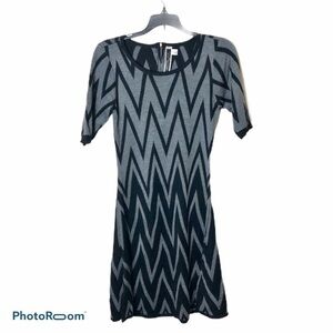 Julian Taylor Chevron Fit & Flare Dress Small Gray